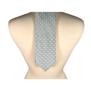 Ermenegildo Zegna 100% Silk Geometric Necktie Blue Classic Made in Italy Tie